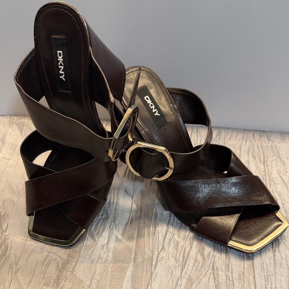 DKNY Women's Dark Brown Heeled Sandals